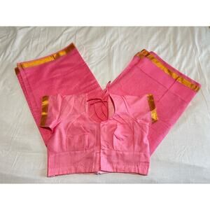 Women's Pink Sari / Saree Fabric W/ Blouse ~L